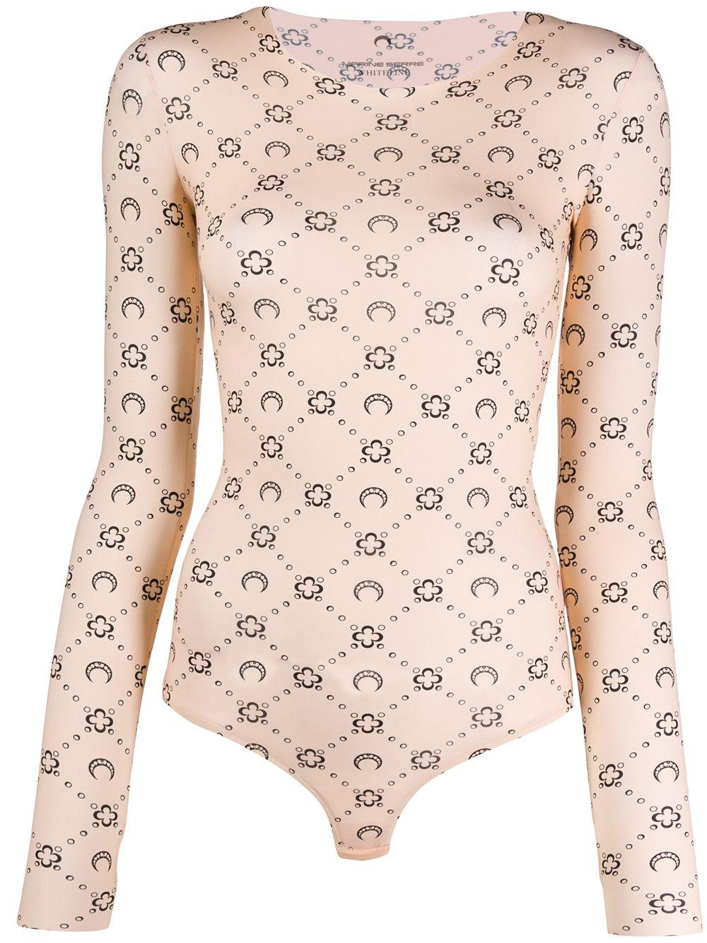 Marine Serre Synthetic Iconic Body Printed Bodysuit in Natural - Lyst