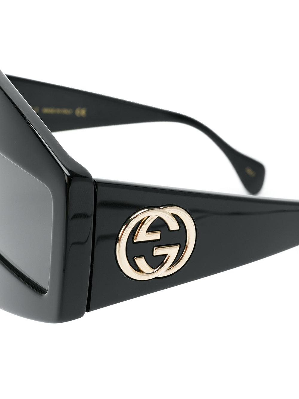 Gucci Rectangular Frame Tear Sunglasses In Black For Men