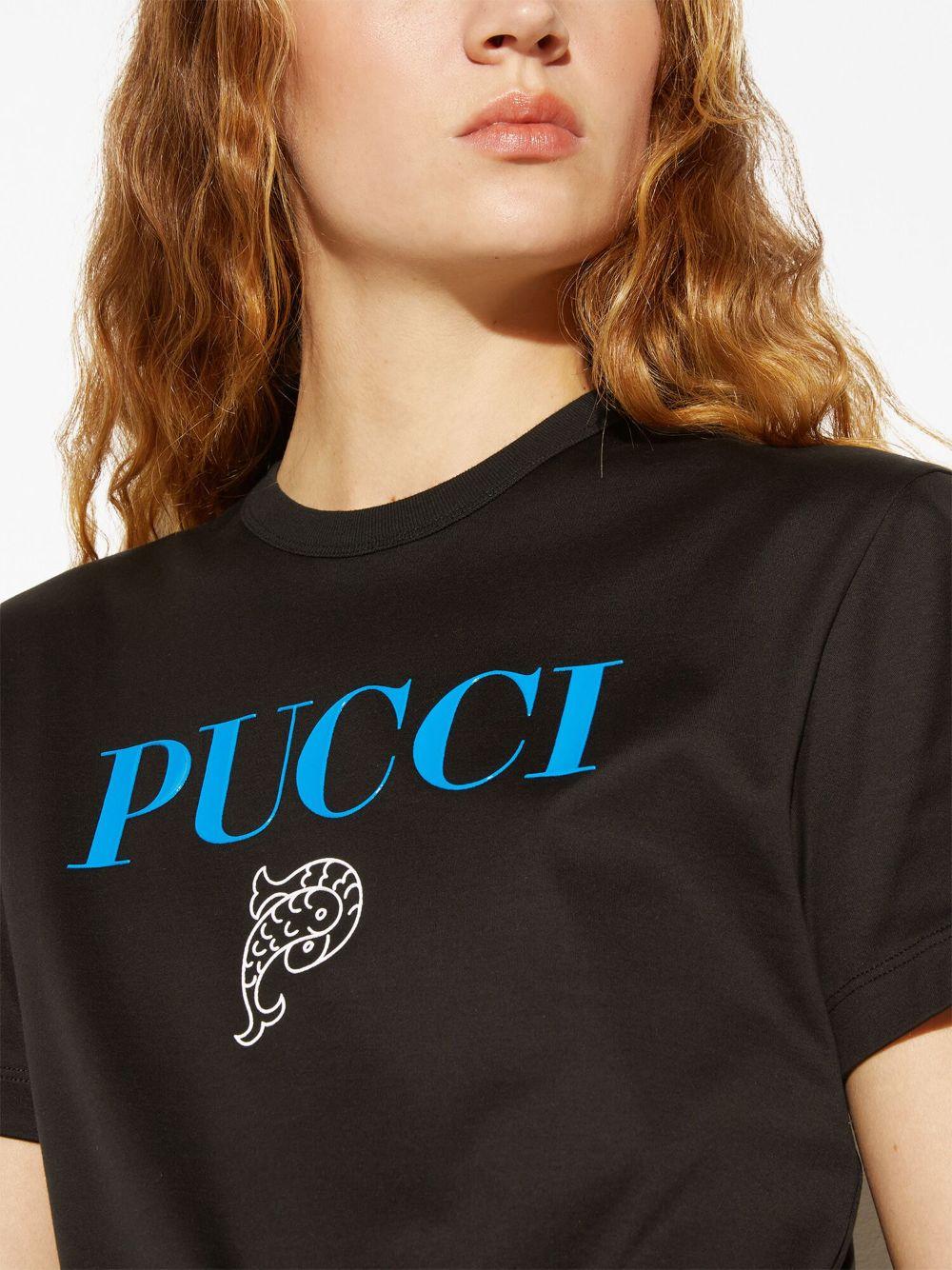 Emilio Pucci Onde Print Logo T-shirt in Blue