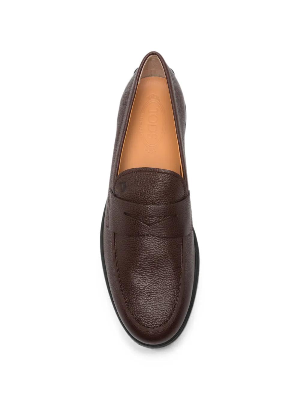 Tods Mens Leather Textured Lined Closed Toe Slip On Casual Shoes⭐️Brown Size 8.5 TODS CITY GOMMINO BROWN TEXTURED LEATHER SLIP ON LOAFERS  main image 3