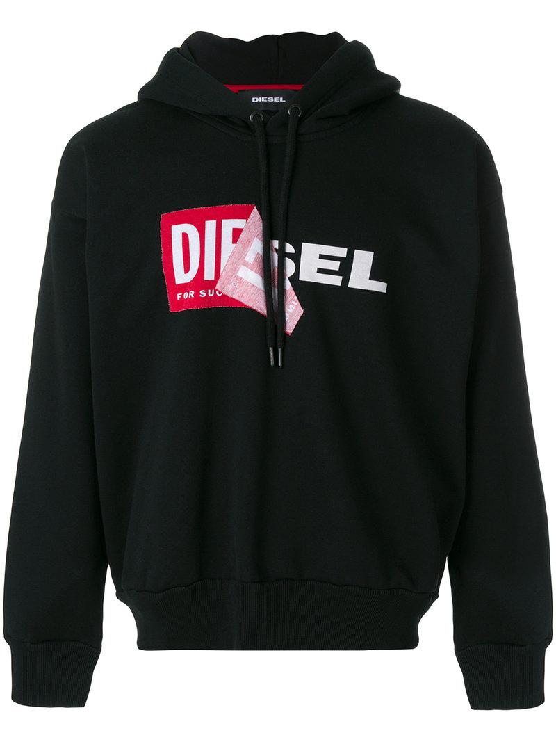 Lyst - Diesel Branded Hoodie in Black for Men