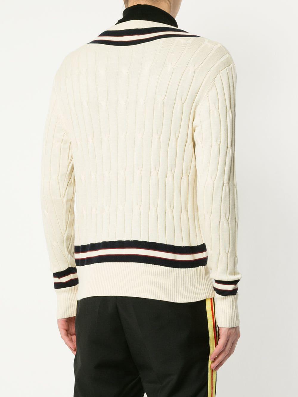 Kent & Curwen Cashmere V-neck Cable Knit Sweater in White for Men - Lyst