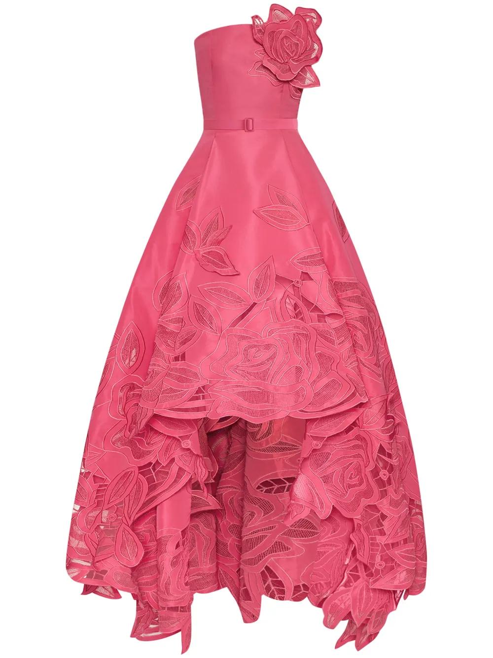 strapless open back dress A1453 SPRING FLORAL APPLIQU´E A-LINE GOWN - Andrea & Leo Couture main image 1