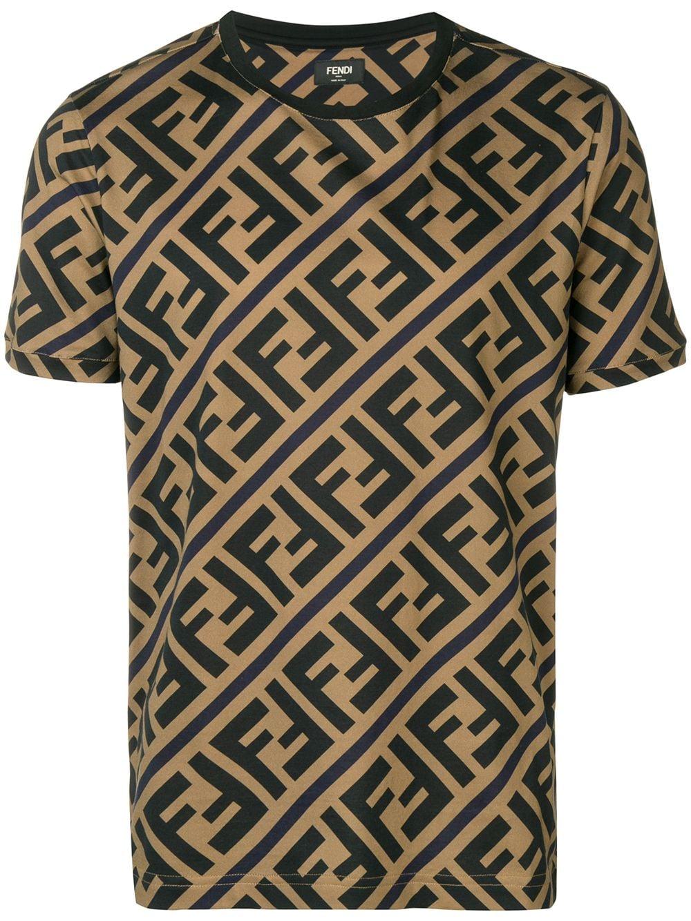 favorit forræderi Velkommen Fendi Cotton Ff Monogram T-shirt in Brown for Men - Lyst