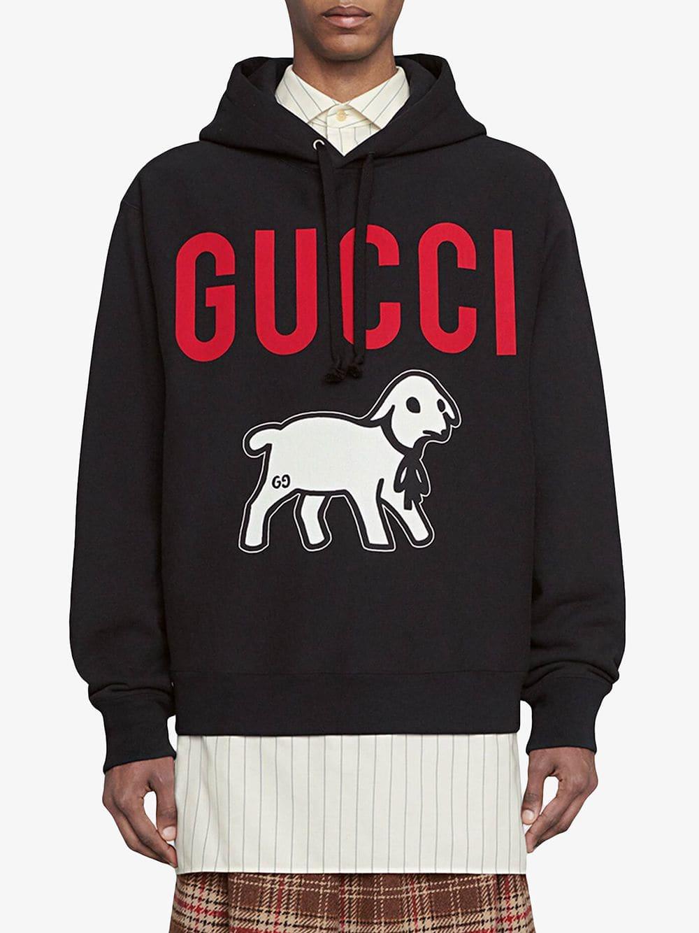 Gucci Logo Lamb Hoodie for Men | UK