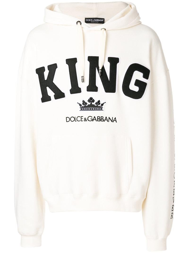 Dolce & Gabbana King Patch Hoodie in White for Men | Lyst