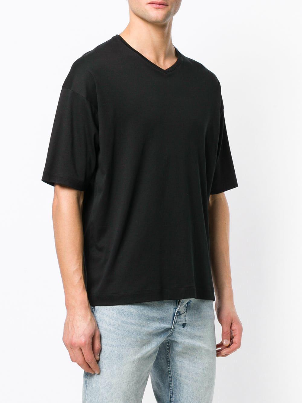 Lyst - Mackintosh Black Cotton V-neck T-shirt Gcs-026 in Black for Men