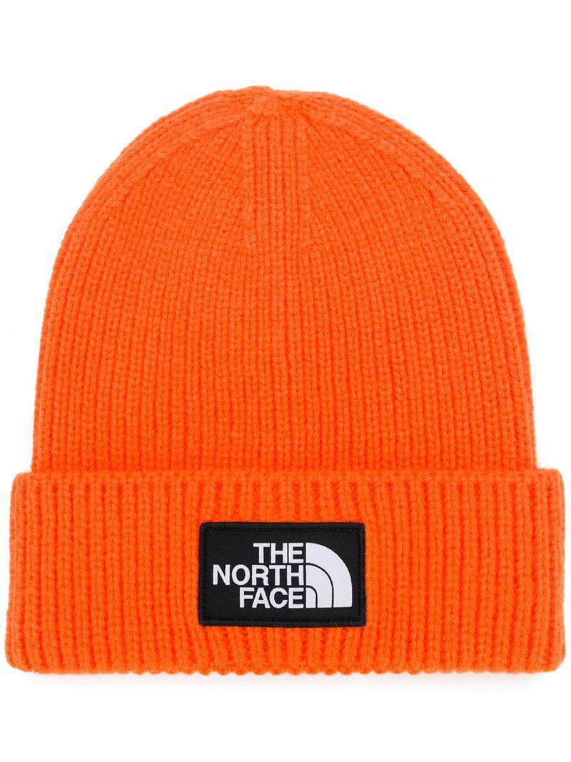 orange north face beanie