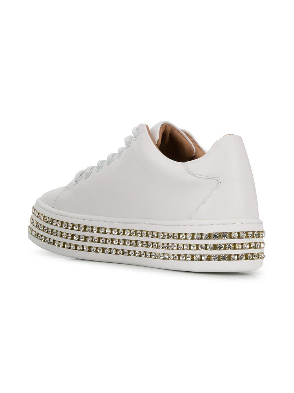 Twin Set Embellished Platform Sneakers in White - Lyst