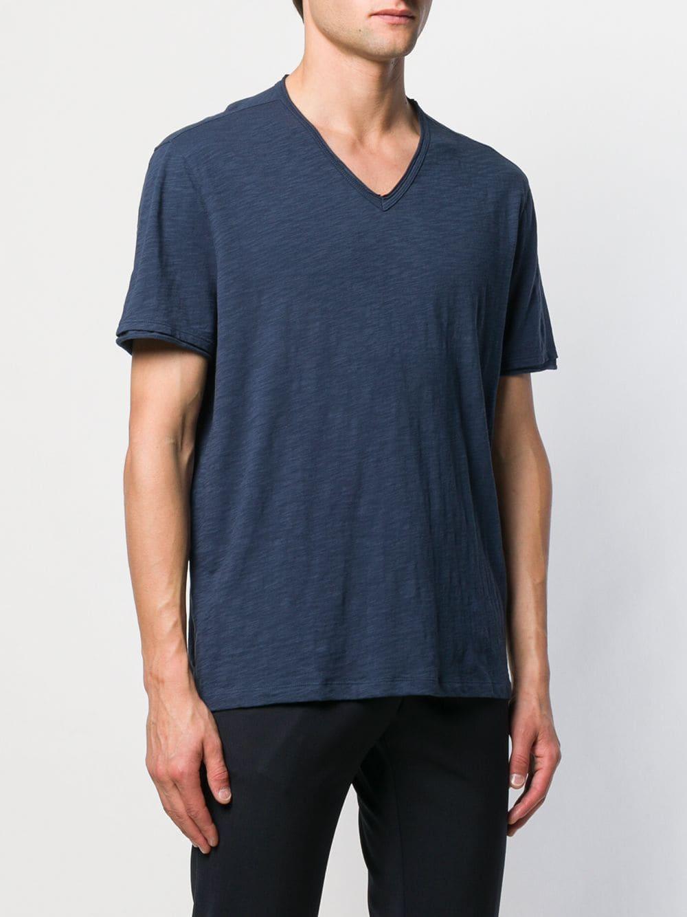 John Varvatos Cotton Plain V-neck T-shirt in Blue for Men - Lyst