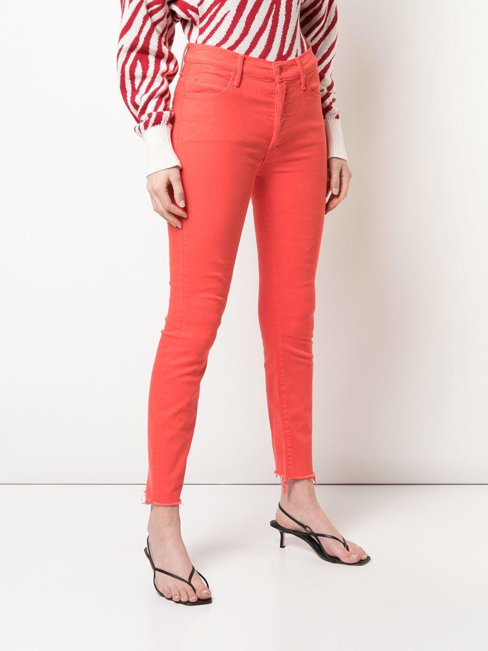 Mother Denim Cropped Skinny Jeans in Red - Lyst