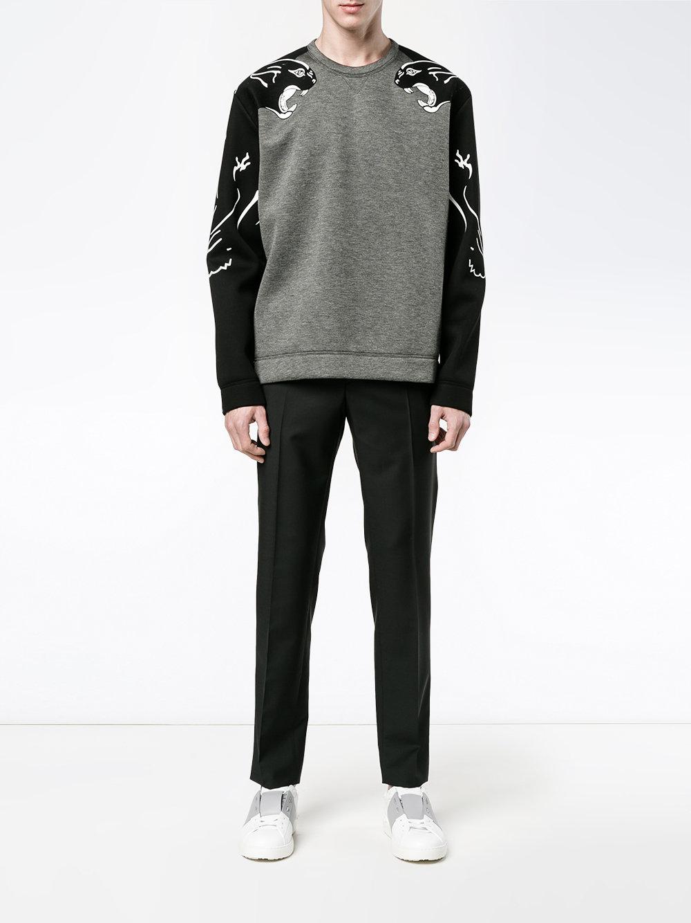 Valentino Cotton Panther Print Sweatshirt in Black for Men - Lyst