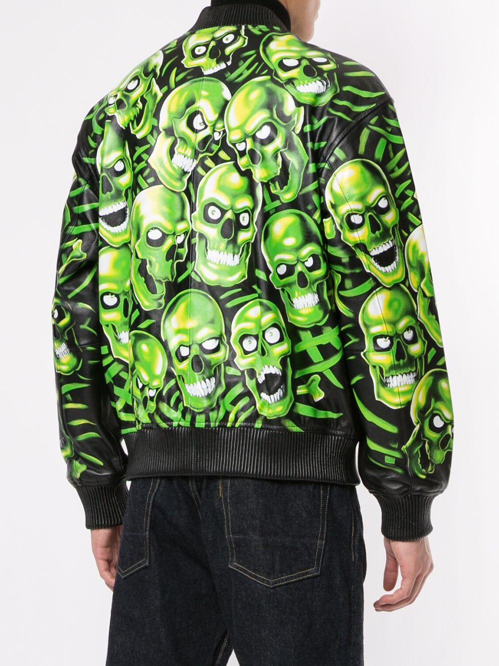 Supreme Skull Pile Leather Bomber Jacket in Green for Men | Lyst