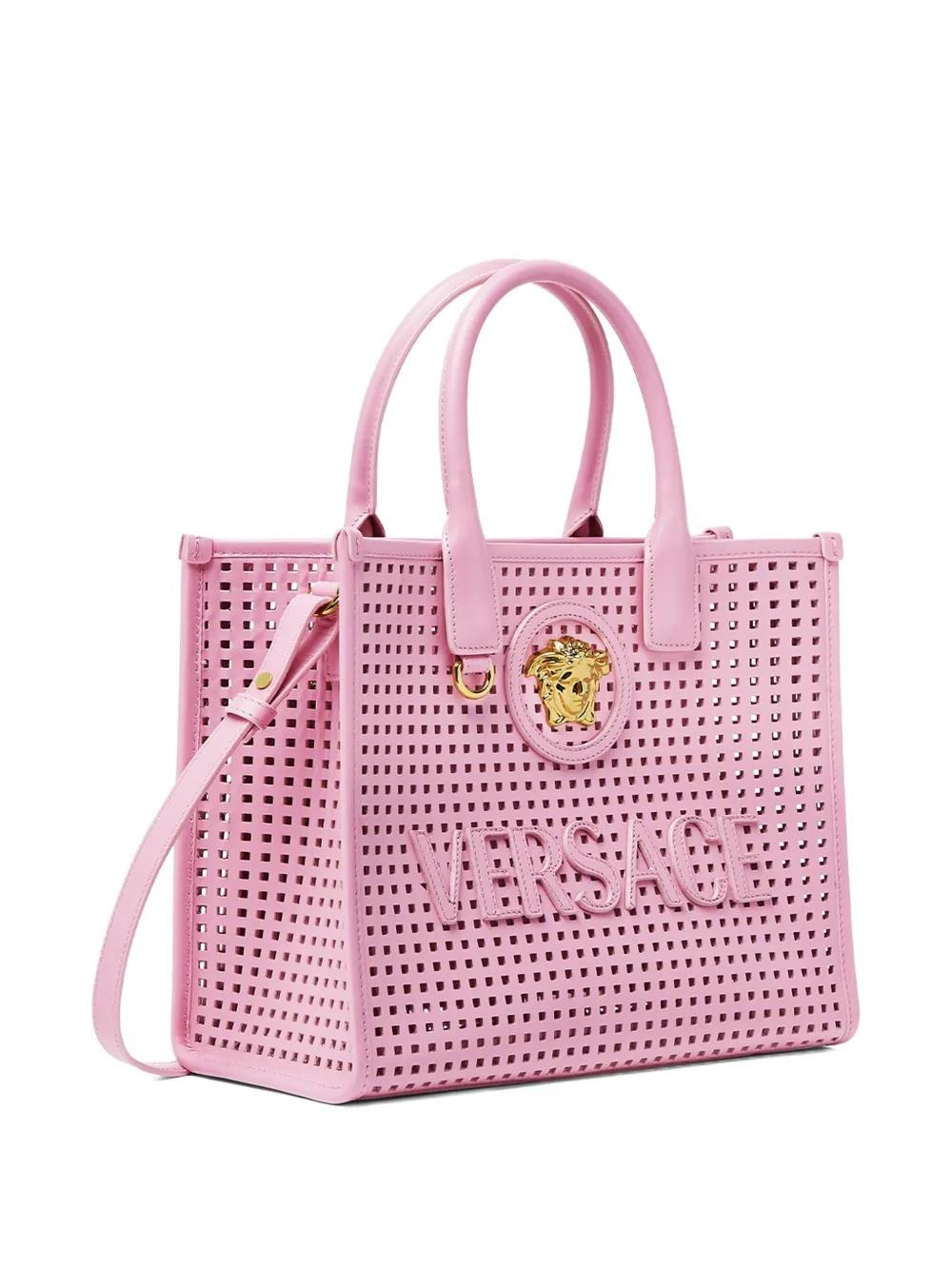 トートバッグ VERSACE Small 'Chain Stripes La Medusa' shopping bag Chain Stripes La Medusa Small Tote Bag Print | VERSACE US