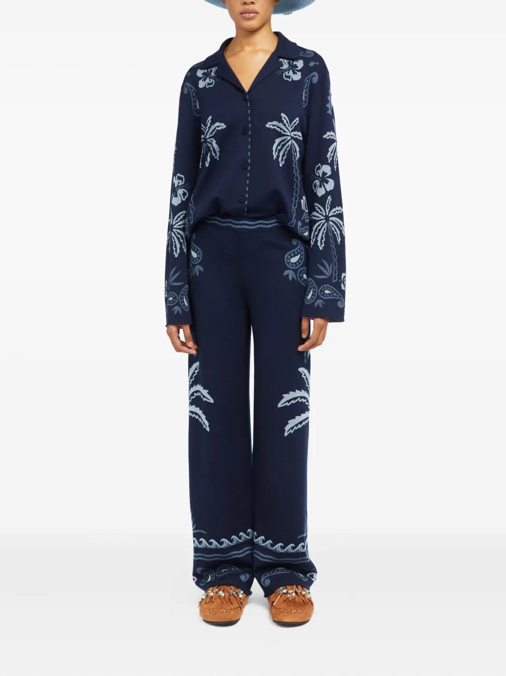 パンツ Alanui Trousers Fringed Relaxed Denim Pants in Dark Wash Blue Denim for