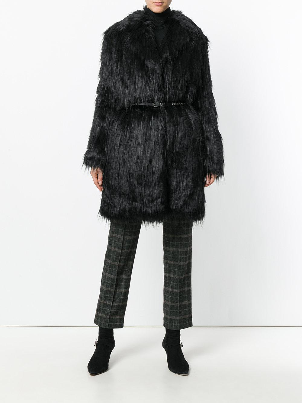 michael kors black and white faux fur coat