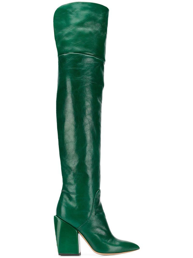 Petar Petrov Leather Over-the-knee Boots in Green - Lyst