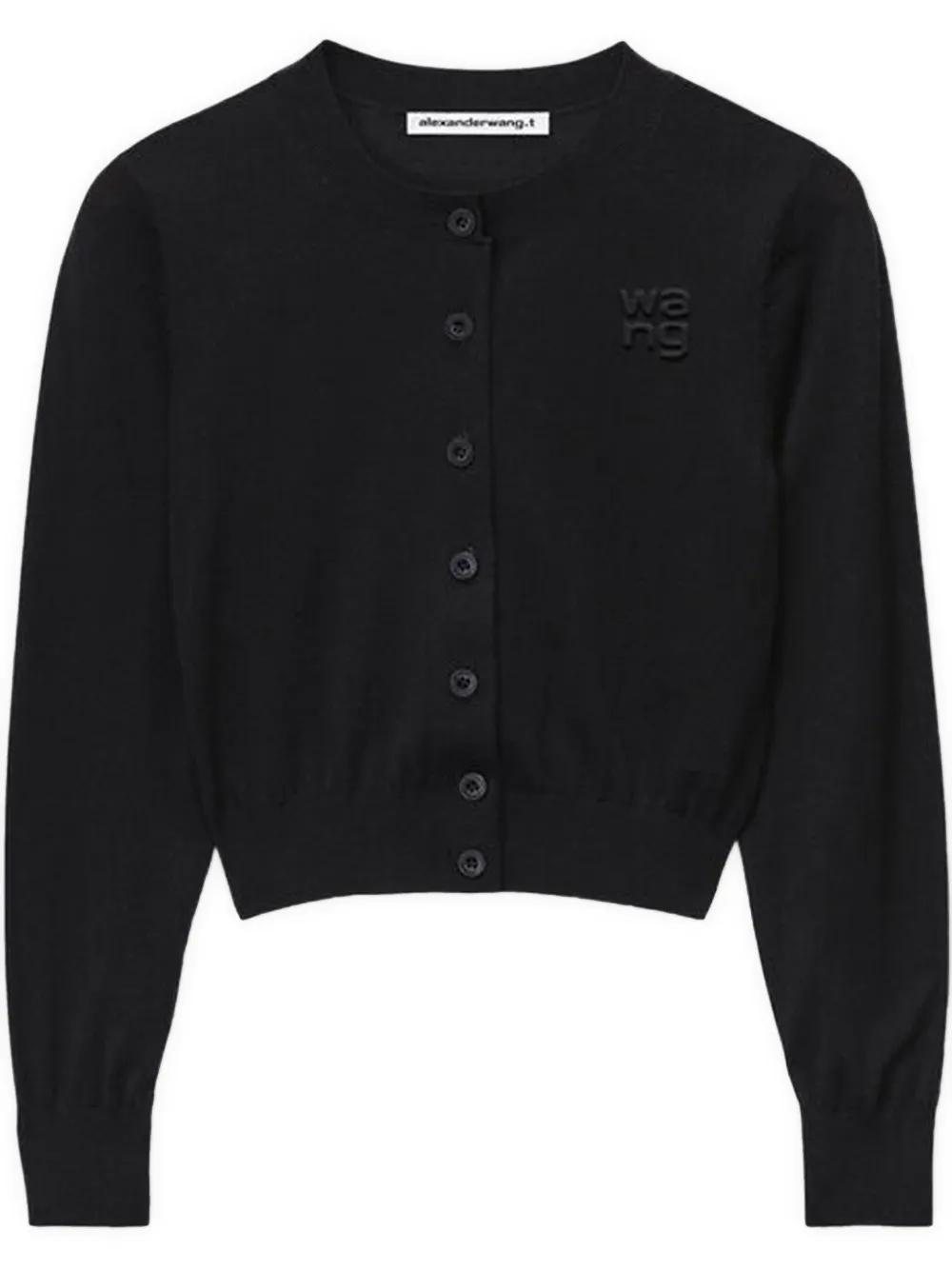 Alexander Wang◇24FW/Black wool cardigan/XS/ウール/ブラック 