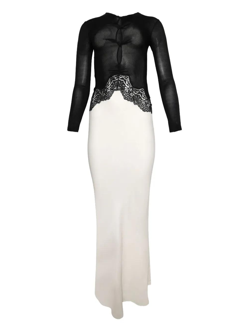 Christopher Esber Lace-Trimmed Long-Sleeve Dress in White | Lyst Christopher Esber Lace-Trimmed Long-Sleeve Dress in White | Lyst