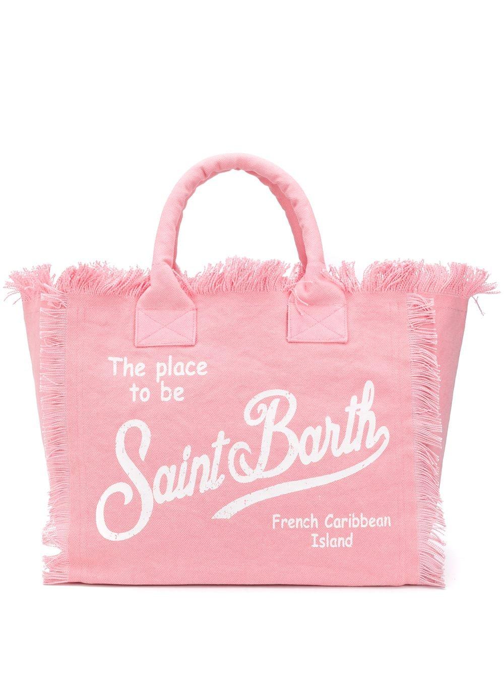 Mc2 Saint Barth Logo Print Canvas Beach Bag in Pink | Lyst Canada