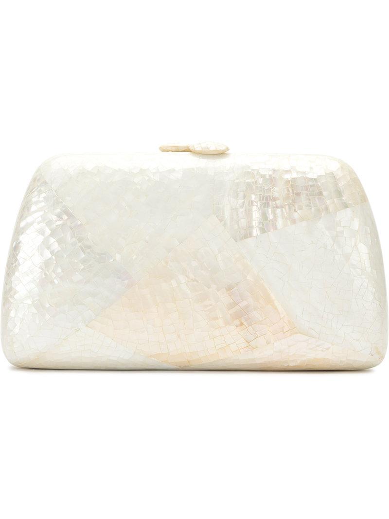 Serpui Mother Of Pearl Clutch in White | Lyst