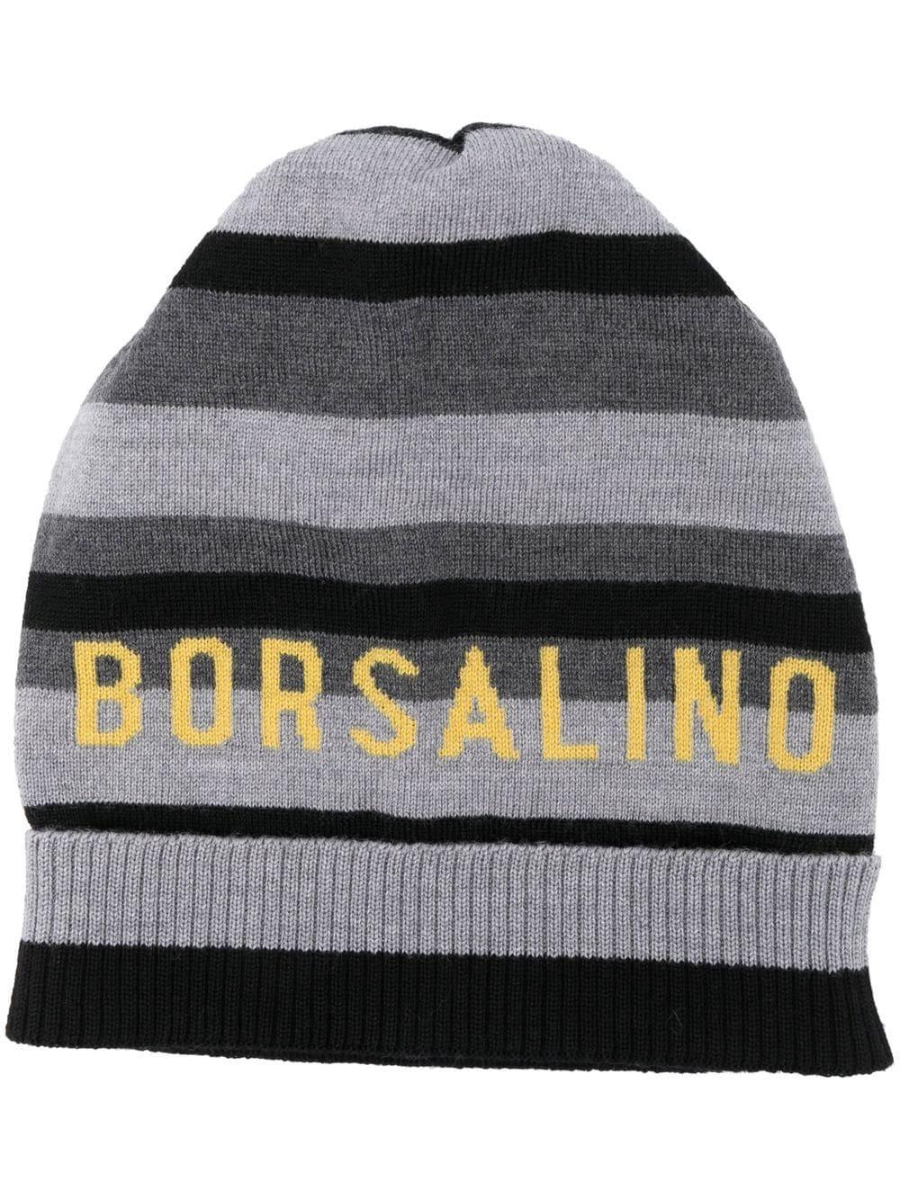 Bonnet rayé à logo brodé Borsalino en coloris Gris | Lyst