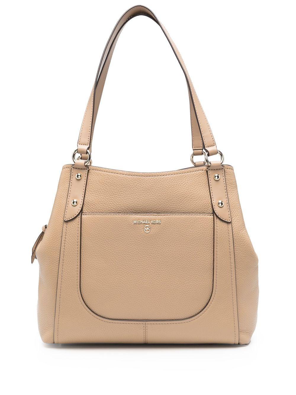 MICHAEL Michael Kors Molly Pebbled Leather Tote Bag in Natural | Lyst