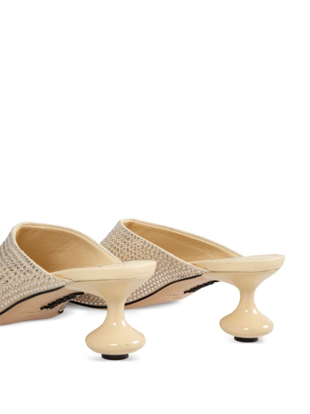 Loewe Crystal-Embellished Suede Slip-On Mules in Natural | Lyst