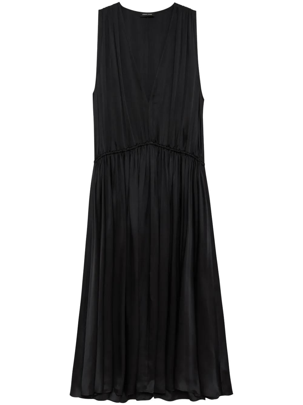 anya mini dress black white Rhode Resort Anya Smocked Solid Mini Dress main image 1
