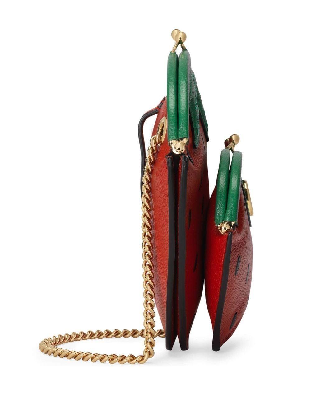 ショルダーバッグ・ポシェット GUCCI DOUBLE G STRAWBERRY BAG Gucci Strawberry Leather Mini Bag in Red | Lyst