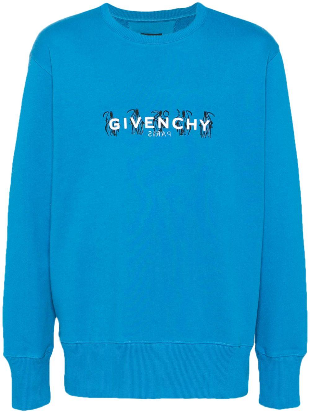 Givenchy メンズ ブルー ロゴ スウェットシャツ アクティブウェア  
