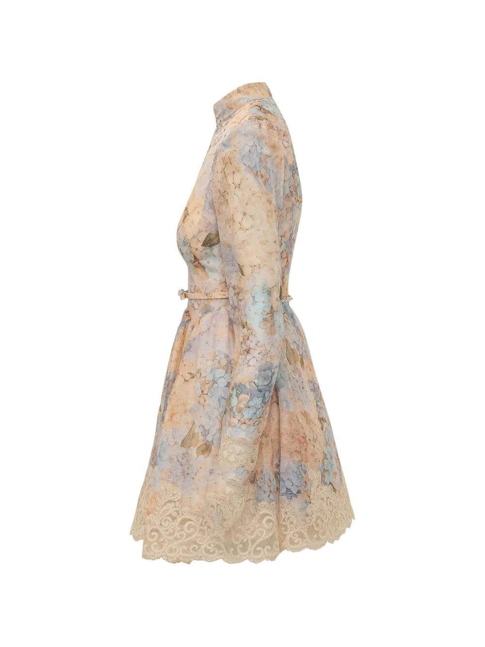 japanese women's dresses Floral Print Maxi Dress 'Miyamoto' M Lace Bib Collar Kids Dress Team with a jacket Short sweater dress with Color:Retro gold