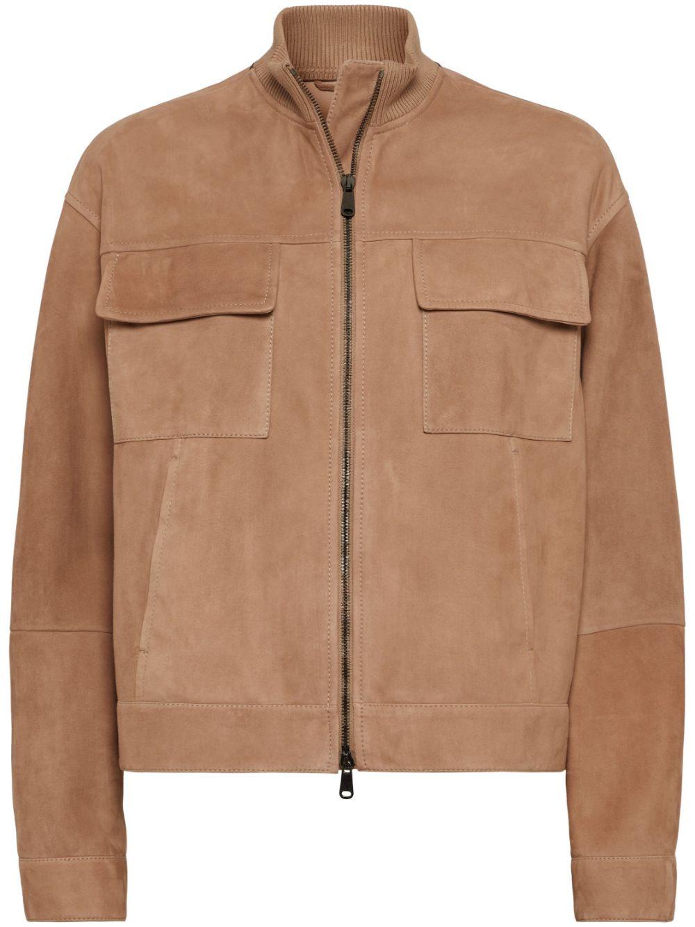 BRUNELLO CUCINELLI フード付きスエードダウンジャケット