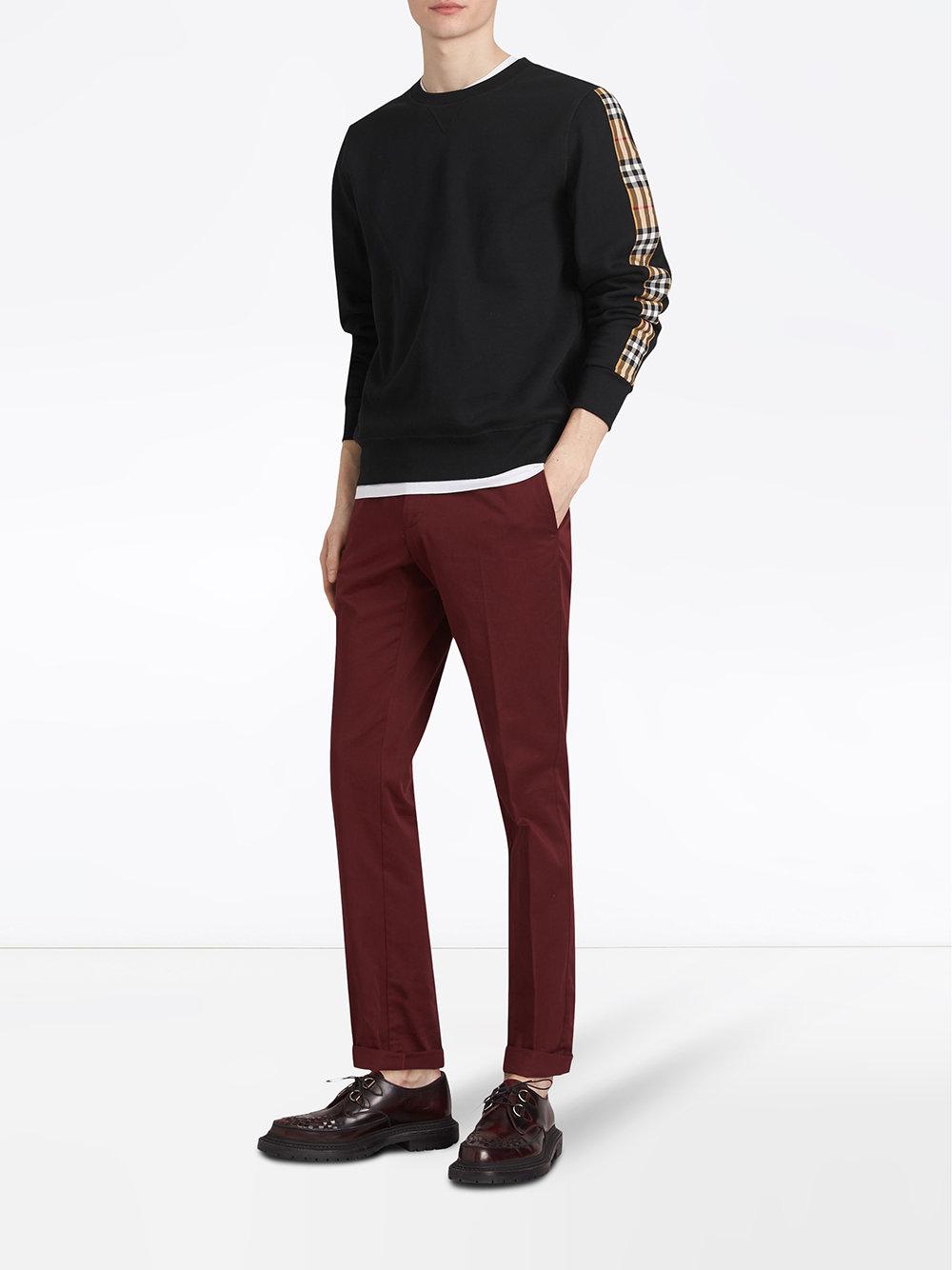 vintage check detail cotton blend sweatshirt