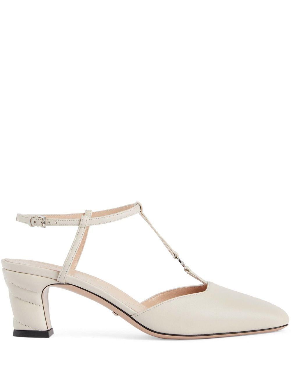 Gucci Double G T-bar Pumps in White | Lyst
