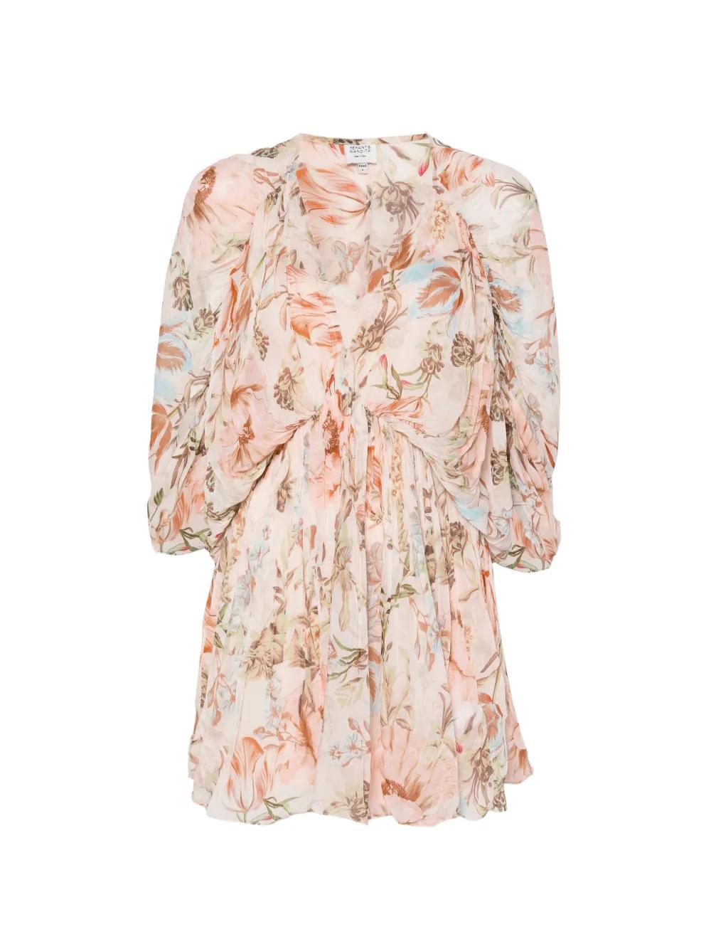 open lace back dress Hemant & Nandita Short Dress Peach Pink