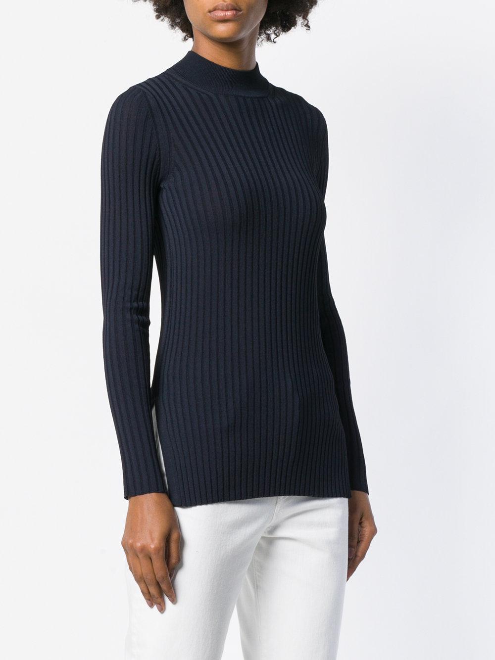 Download Max Mara Synthetic Ribbed Side Slit Mock Neck Sweater in ...