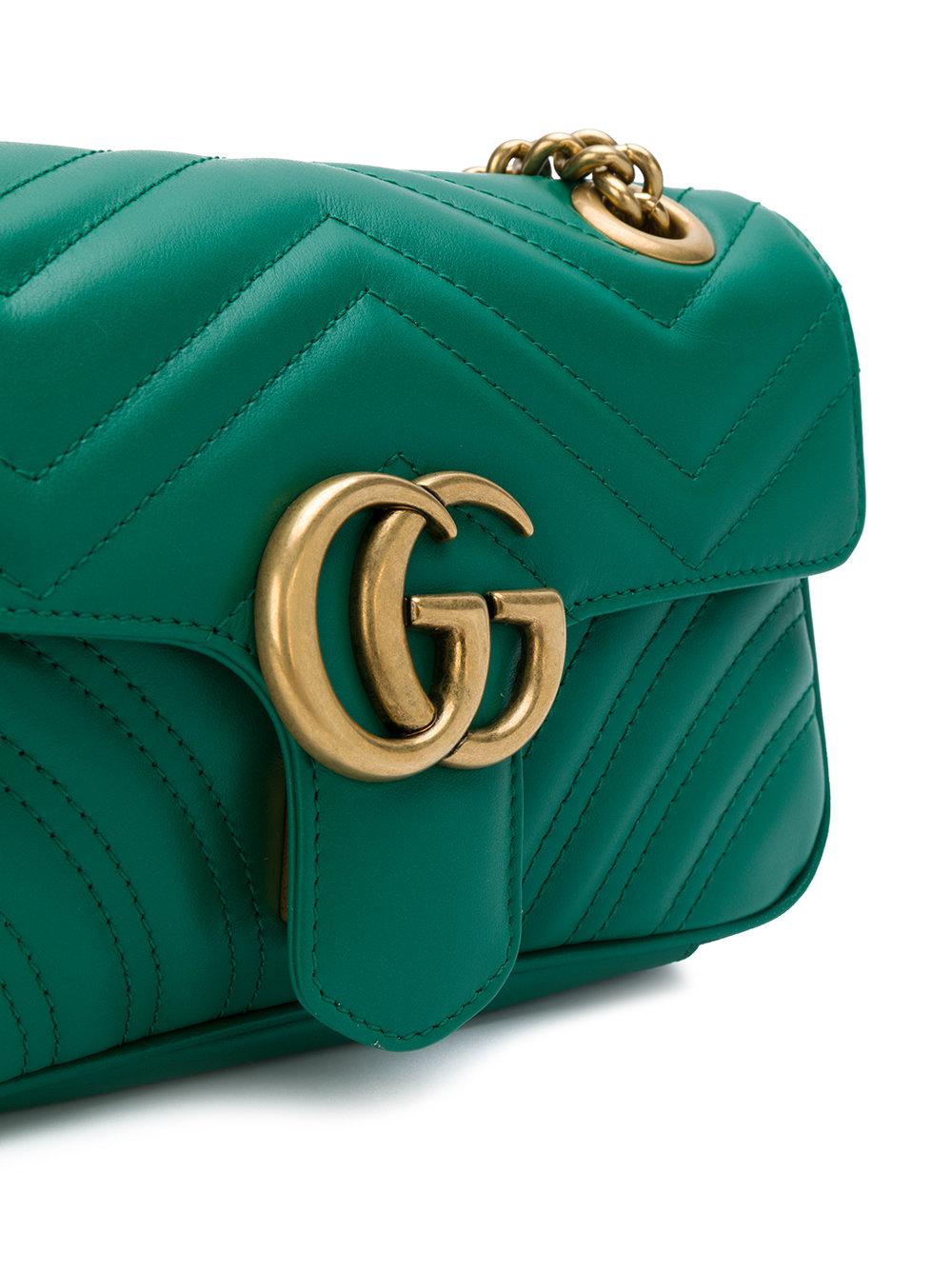 Gucci GG Marmont Matelasse Mini Flap Shoulder Bag Water Green