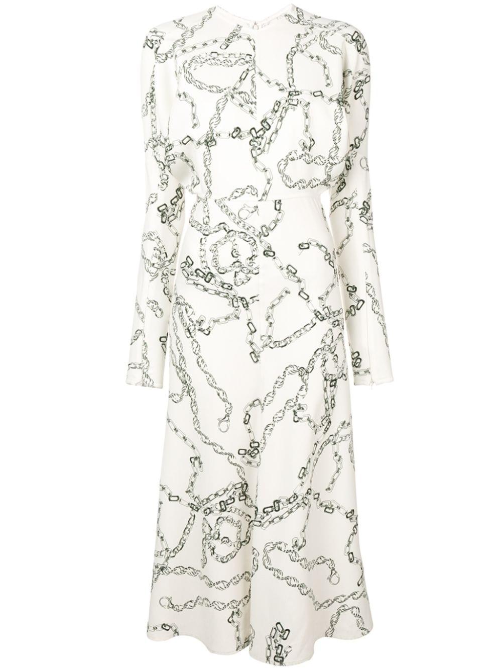 Victoria Beckham Chain Print Shirt Dress in White | Lyst