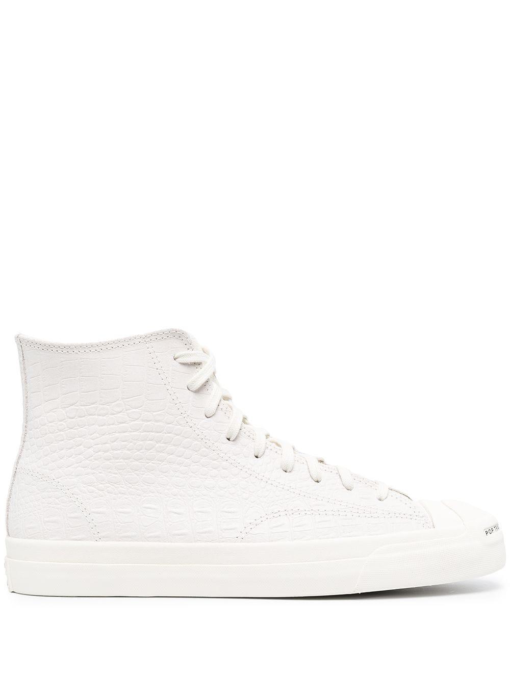 Converse Leather Crocodile-effect High-top Sneakers in White for Men | Lyst