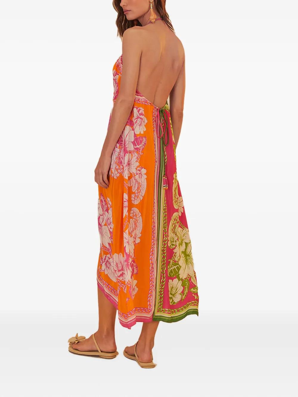 open lace back dress Orange Gradient Stripes Maxi Dress – FARM Rio main image 0