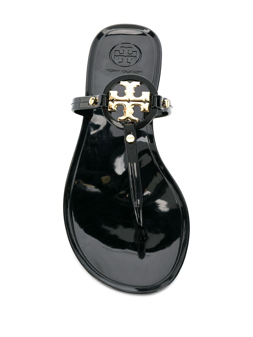 Tory Burch Mini Miller Flat Thong Sandals in Black - Lyst