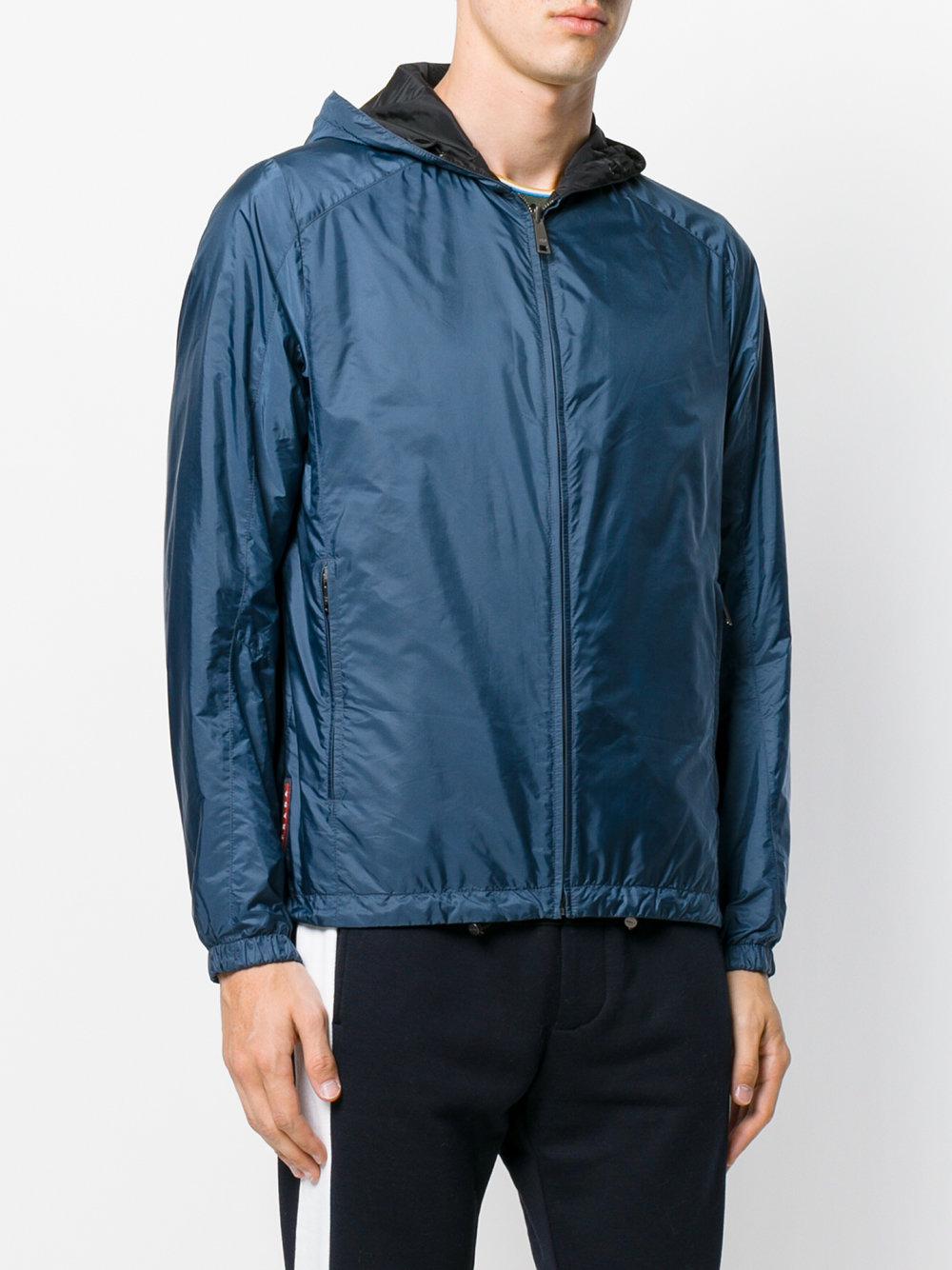 Prada Synthetic Bomber Jacket in Blue for Men - Lyst