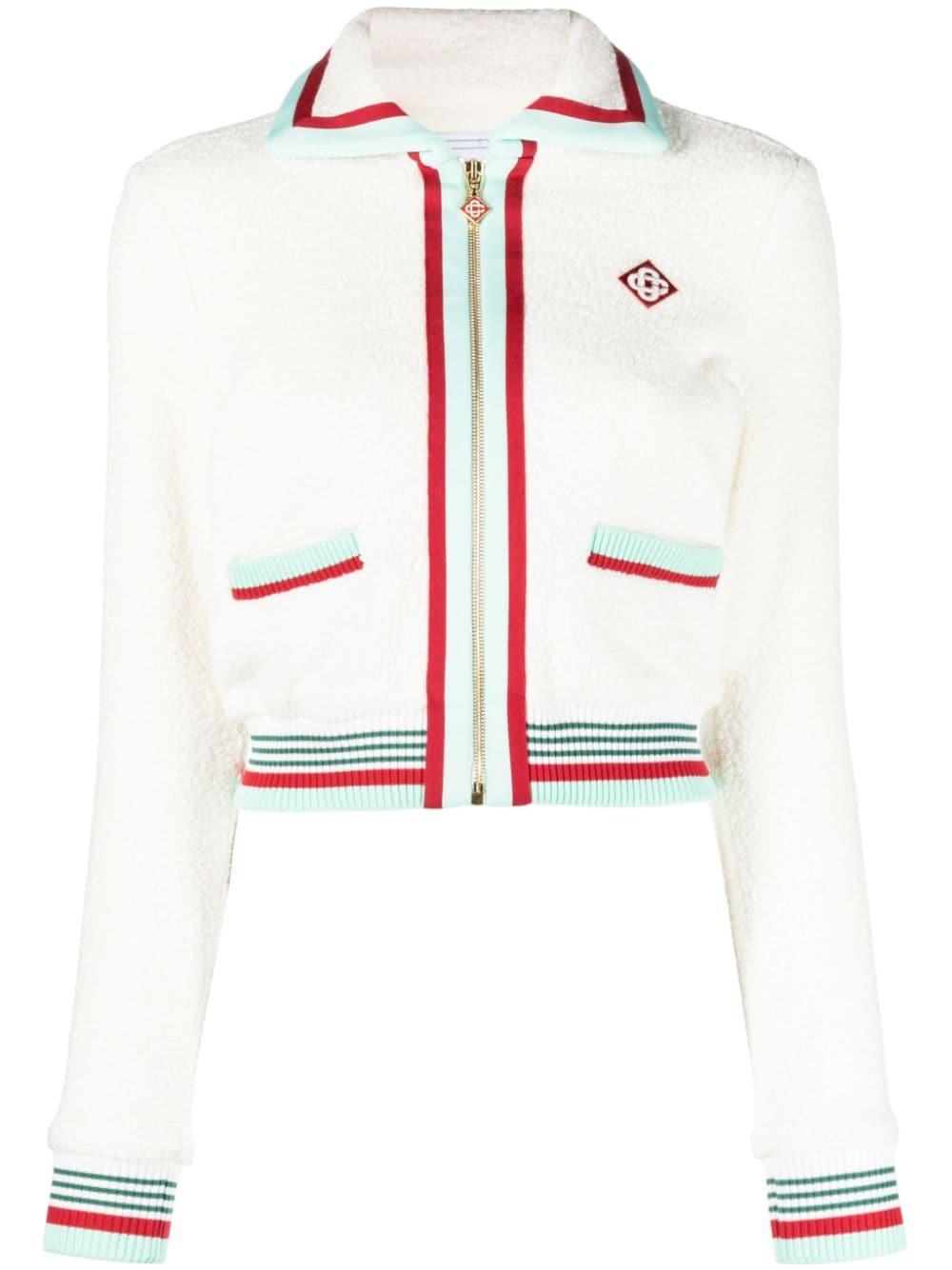 Casablanca Women's Monogram Denim Crop Jacket - Off White - Size 6