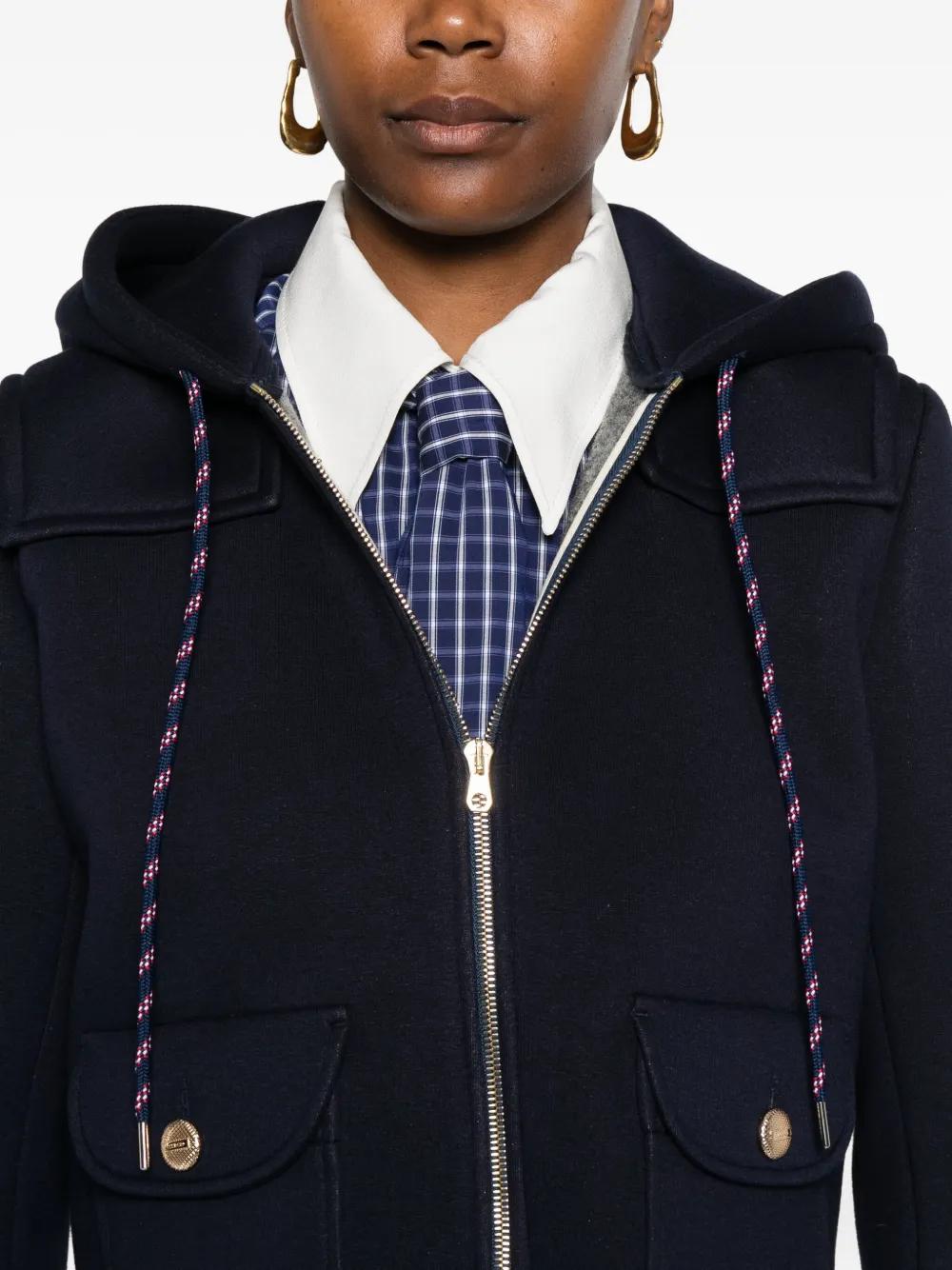 Sandro Hooded Zip-Front Jacket in Blue Lyst UK