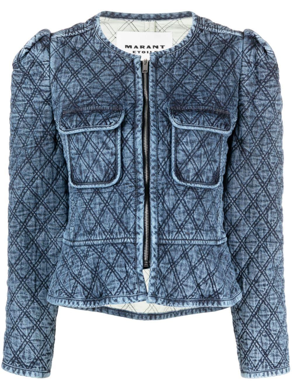 MARANT ETOILE Deliona Quilted Zip-up Denim Jacket in Blue | Lyst