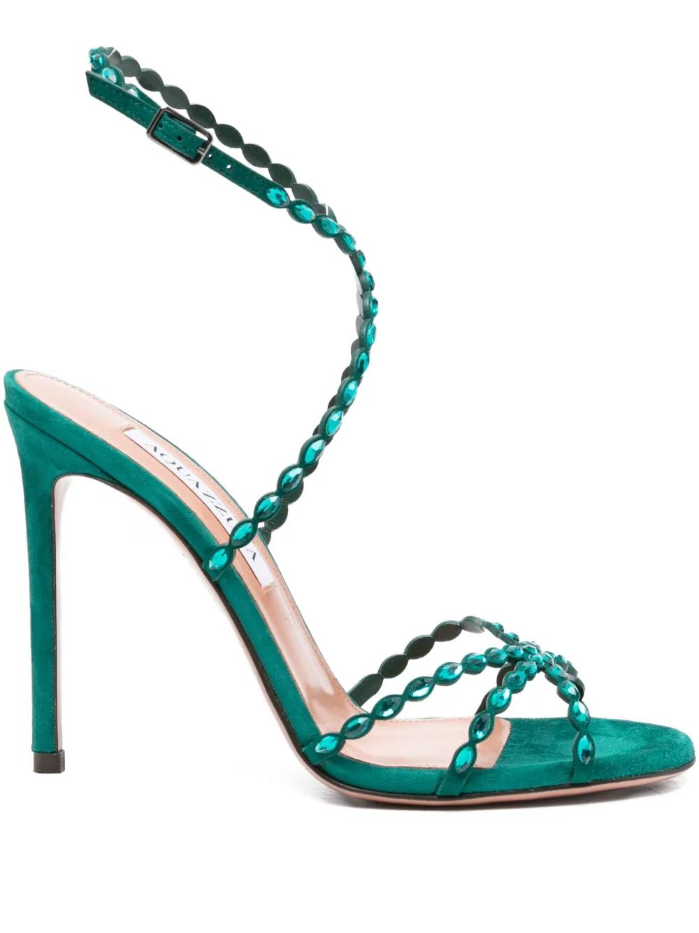 シューズ・サンダルその他 AQUAZZURA Woman Heeled sandals Green TTIMIDS0MSK ACD Aquazzura Tequila Embellished Heeled Sandals in Green | Lyst