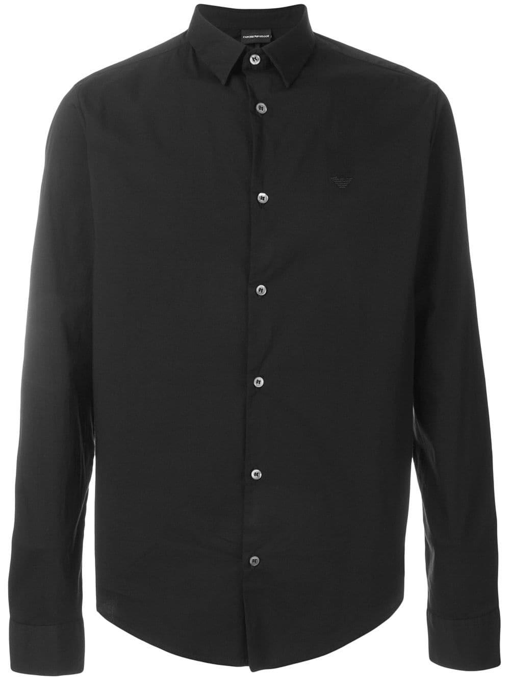 Emporio Armani Cotton Classic Button-down Shirt in Black for Men - Lyst