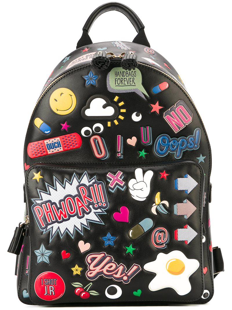 Anya Hindmarch 'all Over Stickers' Backpack in Black - Lyst
