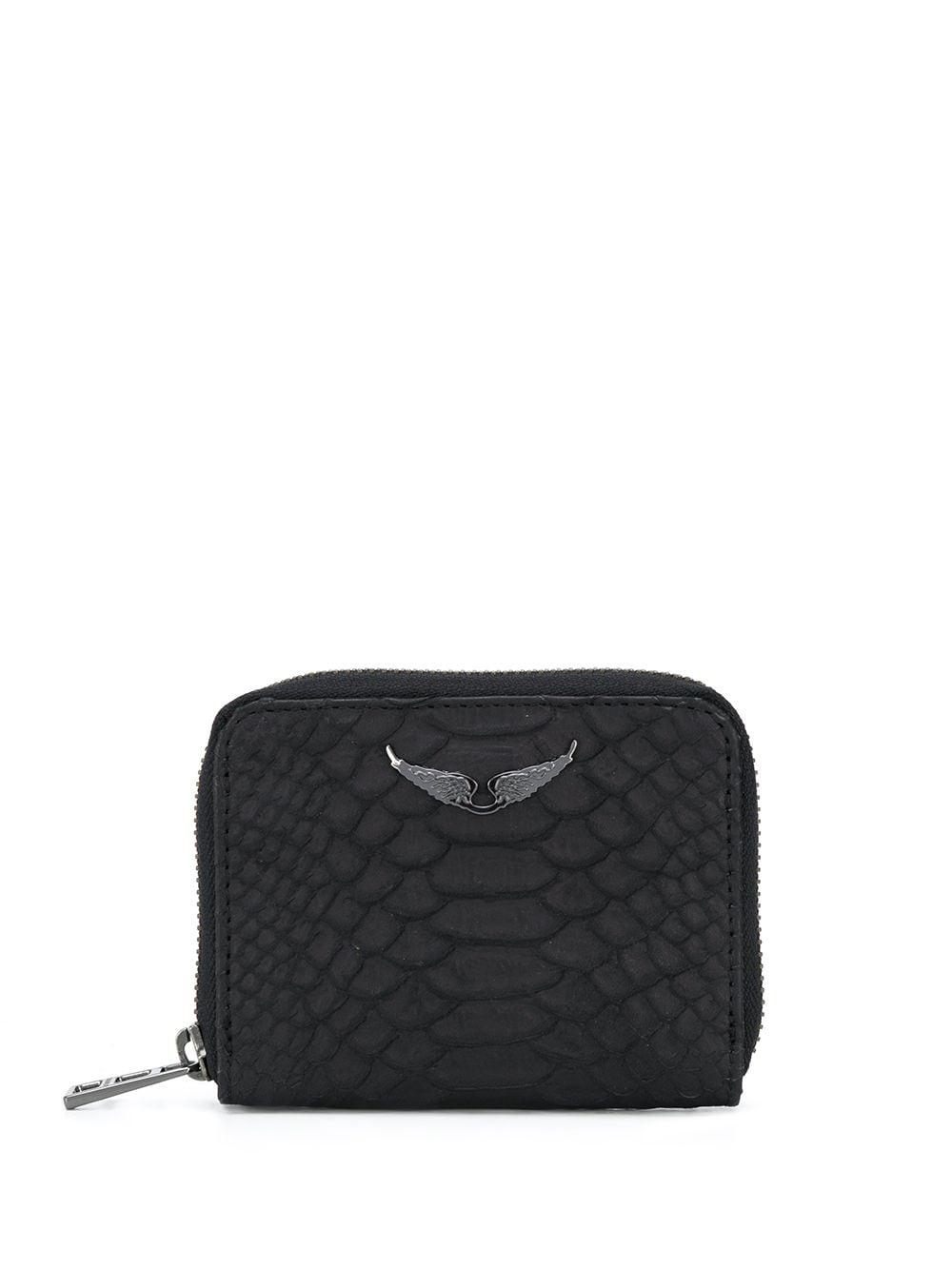 Zadig & Voltaire Snakeskin Effect Wallet in Black | Lyst